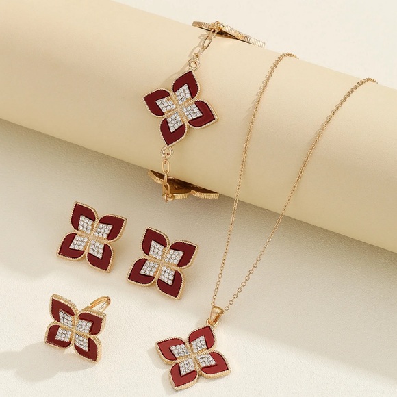 Fashion Jewelry Flower Design FOUR PIECE FULL SET - Picture 2 of 5
